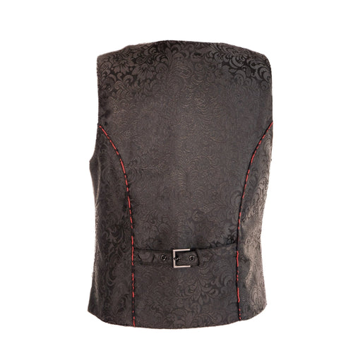 SiaLinda for Men: Weste Steen, Jacquard schwarz mit roten Akzenten - SiaLinda.com